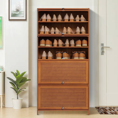 Shoe storage cabinet with glass online doors